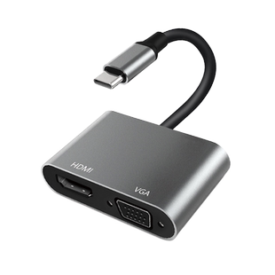 景赛Type-C转VGA扩展坞HDMI转接头笔记本USB转VGA拓展转换器平板连接电视投影仪显示器typec转hdmi音视频同步