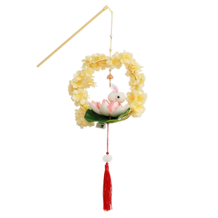 新年元宵竹圈灯笼昙花灯diy手工制作发光手提兔子灯笼古风汉服