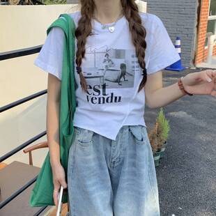 设计感短袖t恤夏季新款女韩学版修身显瘦短款生上衣女装