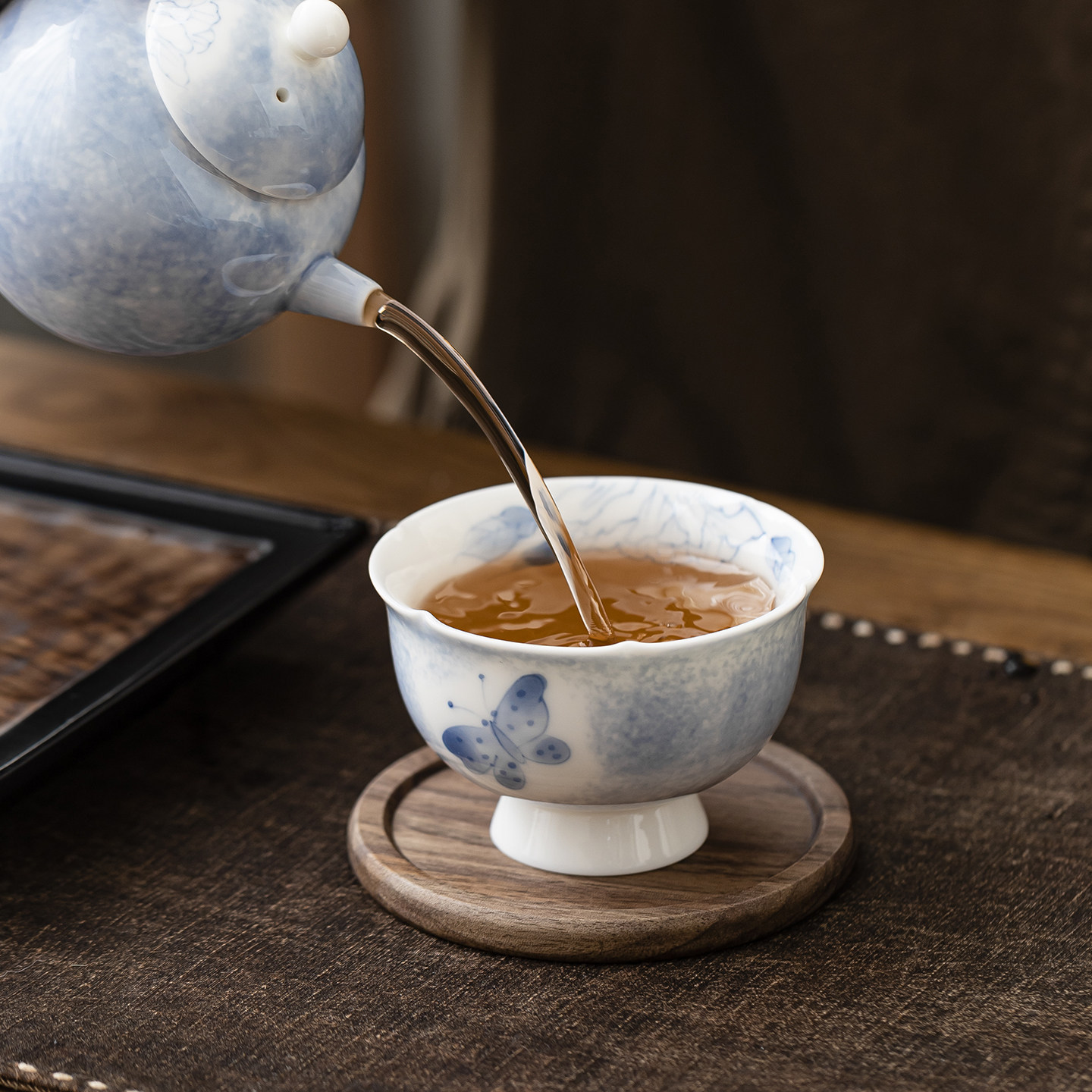 手绘羊脂玉主人杯新中式茶杯单个陶瓷茶具品茗杯功夫茶具套装