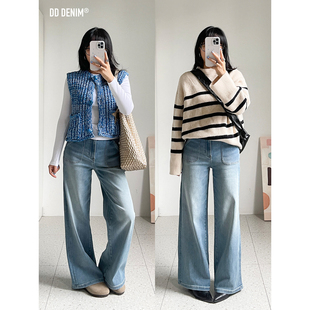 阔腿裤 DD「BohoChic」波嬉风复古小众设计直筒牛仔裤 女弹力窄版