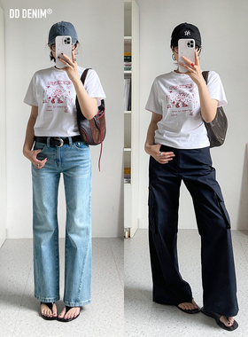 DD「童趣涂鸦」夏季小个子显瘦T恤宽松正肩趣味印花白色短袖