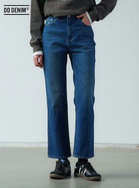 DD 24重构经典直筒裤 中高腰微弹力牛仔裤女复古蓝显瘦直筒九分裤