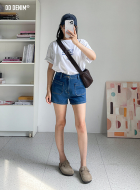 DD「法式夏日」高腰莱赛尔汉麻薄款法式优雅直筒牛仔裤女休闲短裤