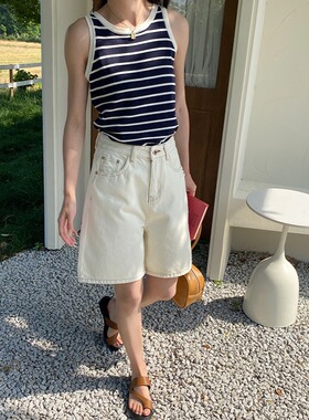 SUNS满分刚需 法式条纹撞色针织背心女外穿宽松无袖打底ZY1905