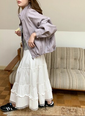 SUNS月光契约 早春新品韩系温柔蕾丝花边松紧腰蛋糕半身裙ZY4038