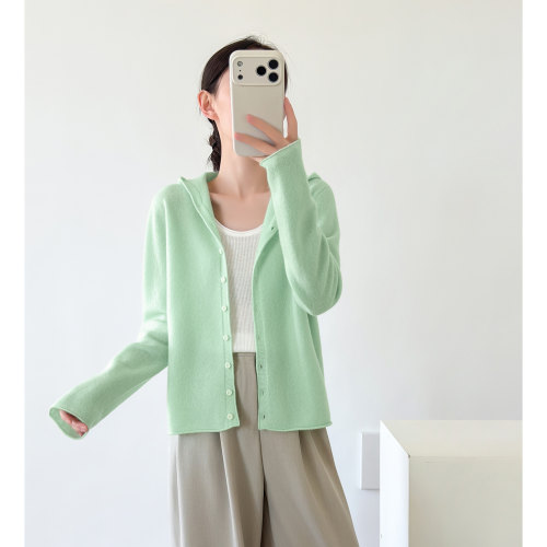 早秋连帽针织开衫宽松休闲上衣