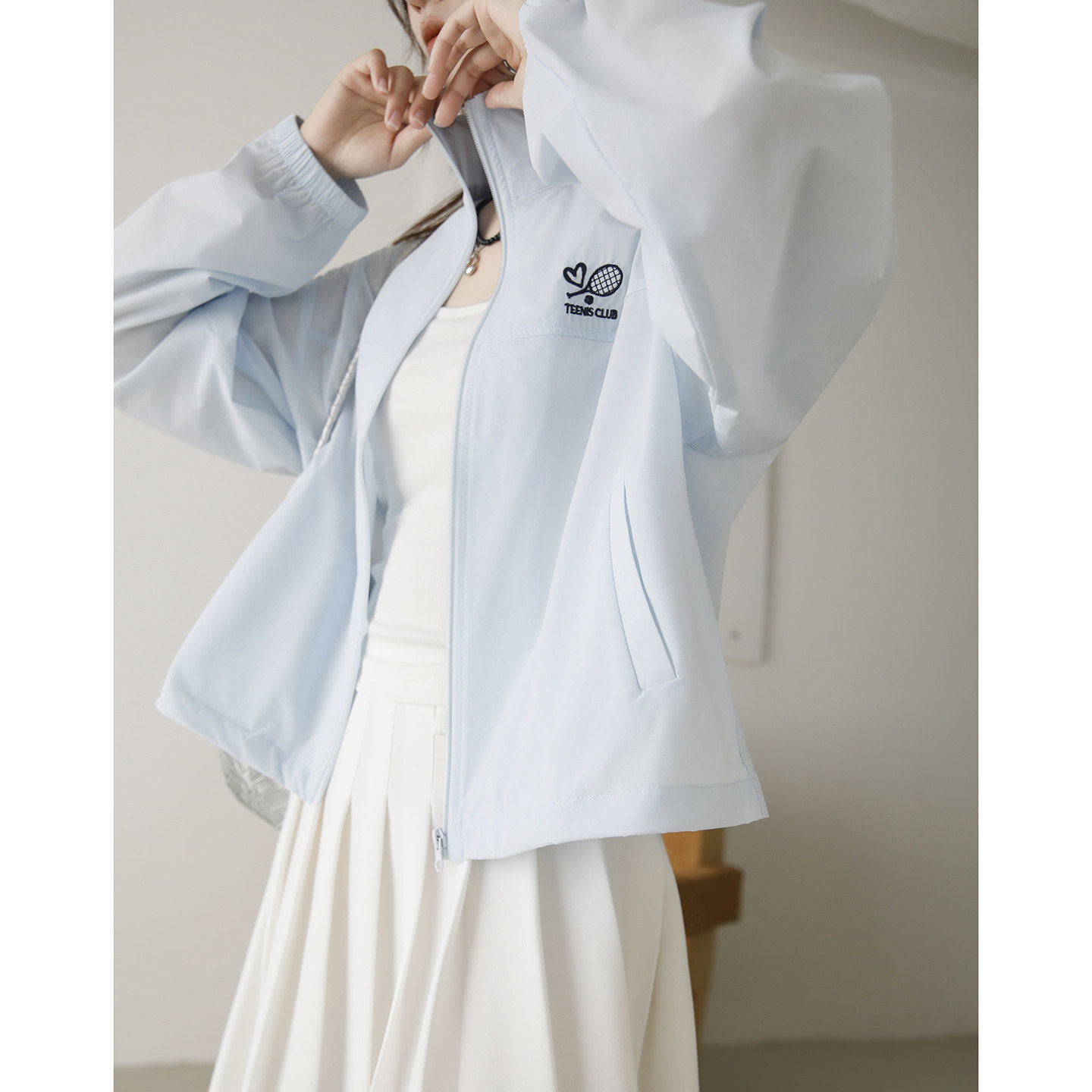 浅蓝色原纱轻薄防晒衣女款2026新款夏季透气防紫外线户外轻薄外套