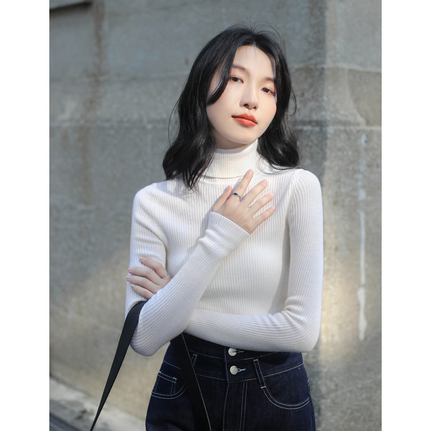 赠送运费险百搭高领显瘦毛衣