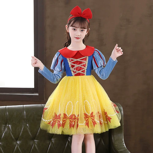 Демисезонное желтое вечернее платье, наряд маленькой принцессы для принцессы, детская флисовая юбка, (в наличии на складе), в корейском стиле, 3-12 лет