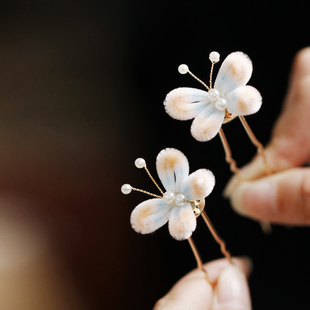 头饰古风蝴蝶发簪超仙发钗绒花发饰中式 簪子 伴娘头饰明代