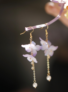 耳饰2026新款爆款独特漂亮耳环气质日常古风紫色超仙绣球 无尽夏