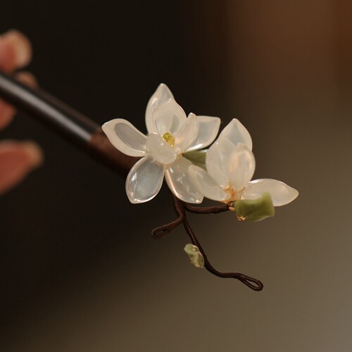 木簪琉璃檀木古风复古玉兰花盘发