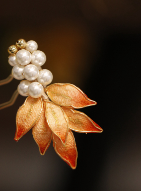 橙心如意 发簪新中式锦鲤橙色女童新娘头饰发饰订婚秀禾古风 旗袍