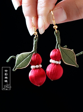 缠花耳环手工葫芦耳坠汉服旗袍