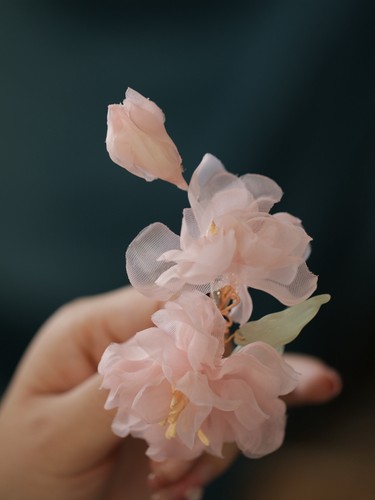 边夹发夹绢纱古风汉服唐风花朵配