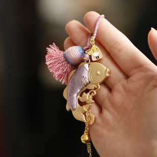 非遗宋锦锦鲤挂饰吊坠新中式流苏包包挂件钥匙扣文创过年新年礼物