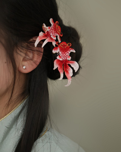 竹影林曦夹子头饰发夹边夹锦鲤