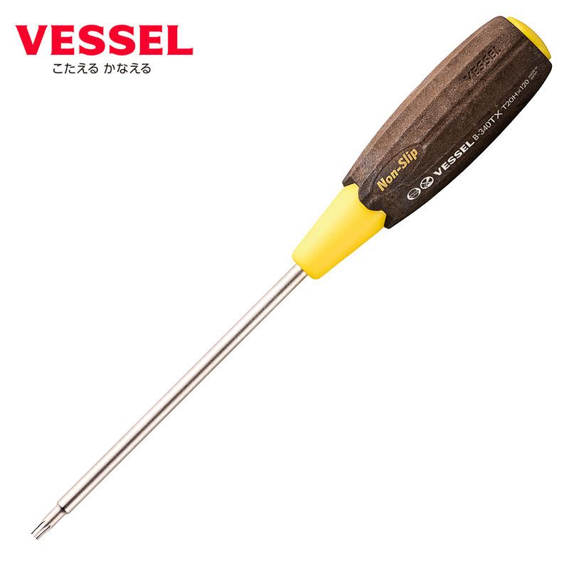 일본 VESSEL 나무 손잡이 미끄럼 방지 및 내유성 TORX 매화 드라이버 T10T15T20T27T30T40