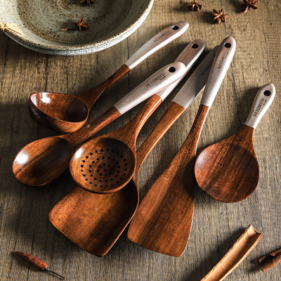 舍里木铲子不粘锅专用耐高温炒菜木锅铲家用木质漏勺汤勺厨具套装