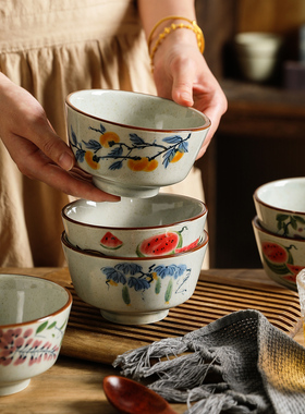 舍里中式米饭碗家用复古陶瓷碗高颜值吃饭碗面碗甜品碗喝汤小碗