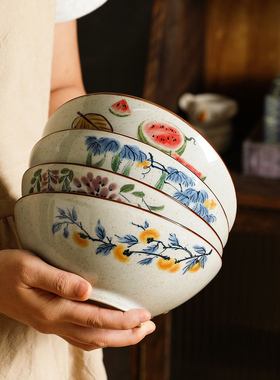 舍里中式陶瓷面碗家用水墨风大容量拉面碗汤碗复古斗笠碗螺蛳粉碗