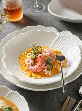 舍里西餐盘大号汤盘家用菜盘高级感汤盘花型餐盘特别好看的意面盘