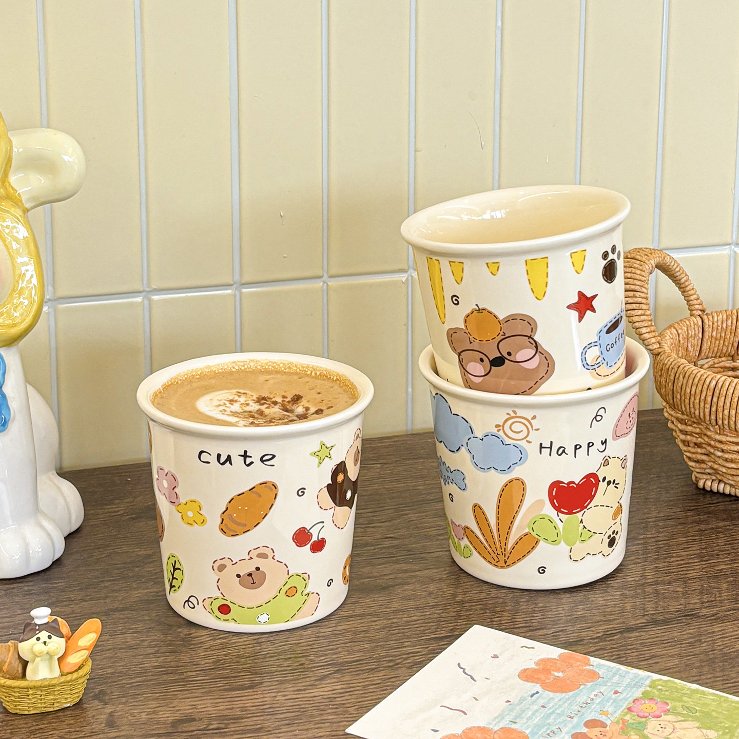 舍里可爱马克杯卡通陶瓷喝水杯高颜值家用办公室咖啡杯情侣对杯,餐饮具,马克杯,淘宝优惠券,粉丝福利购,淘宝优惠卷