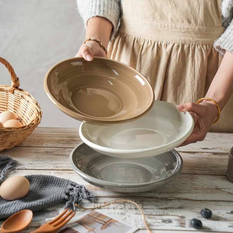 舍里简约餐盘盘子家用菜盘子陶瓷汤盘高级感深盘餐具沙拉盘西餐盘,餐饮具,盘,淘宝优惠券,粉丝福利购,淘宝优惠卷