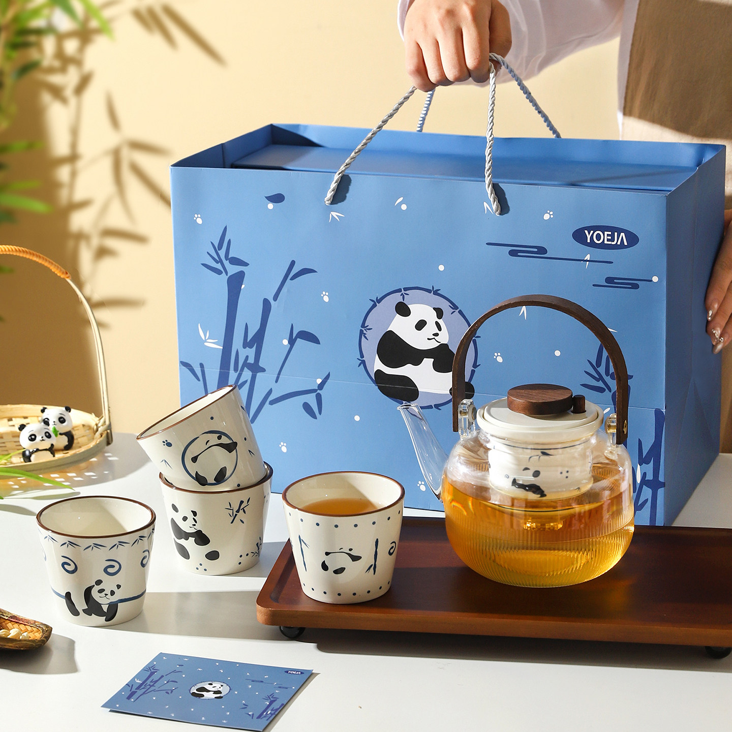 舍里熊猫茶具礼盒家用客厅待客茶壶茶杯套装乔迁新居礼物新婚礼物