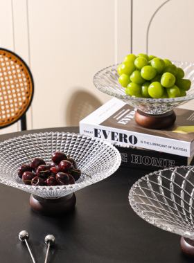 舍里轻奢水果盘客厅家用玻璃果盘糖果盘子前台茶几零食托盘水果盆