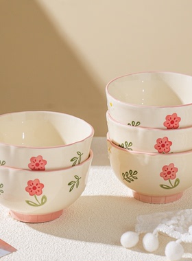 舍里清新陶瓷米饭碗家用高颜值吃饭碗特别好看的个人专用小碗汤碗