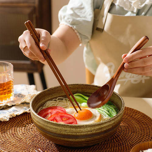 舍里锤纹筷尾实木勺筷套装