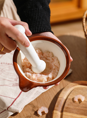 舍里陶瓷研磨碗宝宝辅食餐具碾磨器婴儿果蔬米糊食物研磨器打磨碗