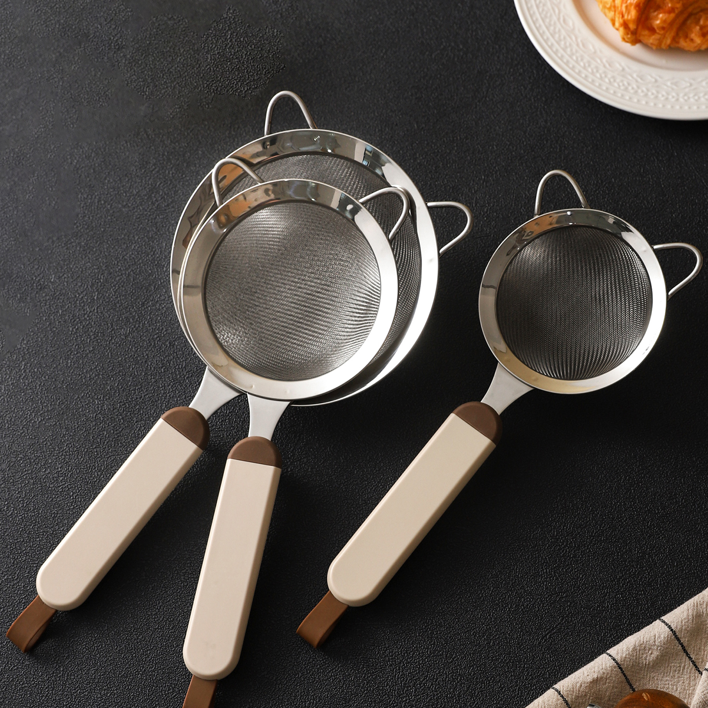 舍里食品级不锈钢面粉筛子漏勺