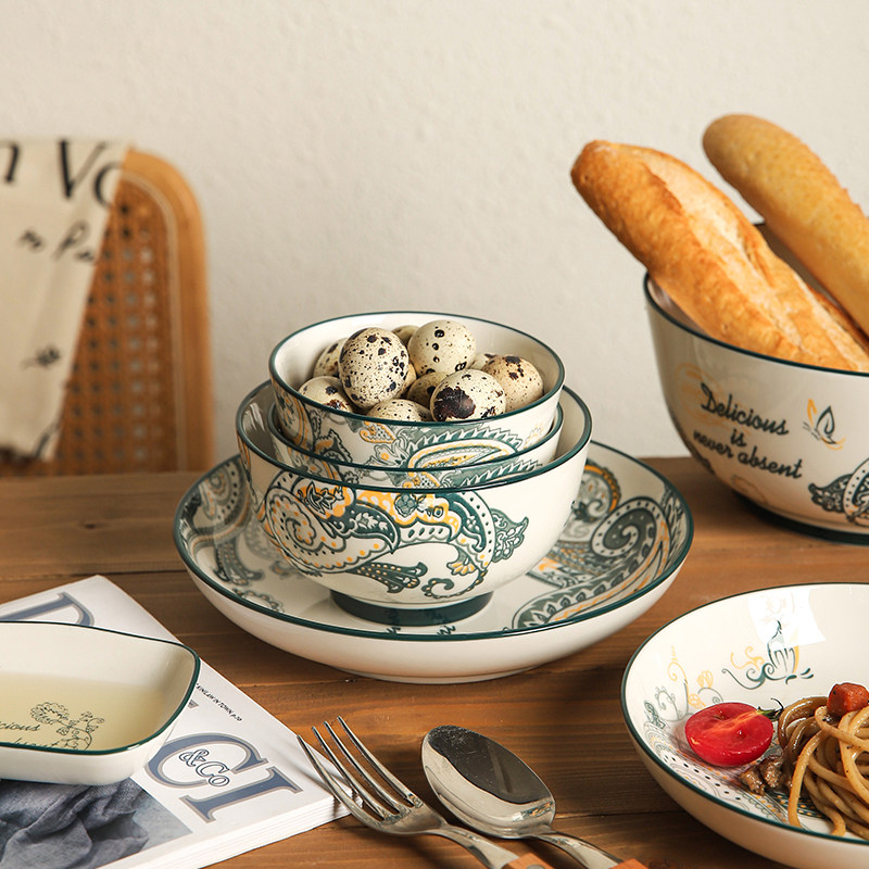 舍里异域风情陶瓷碗盘家用碗碟套装米饭碗汤碗高级感餐盘网红餐具