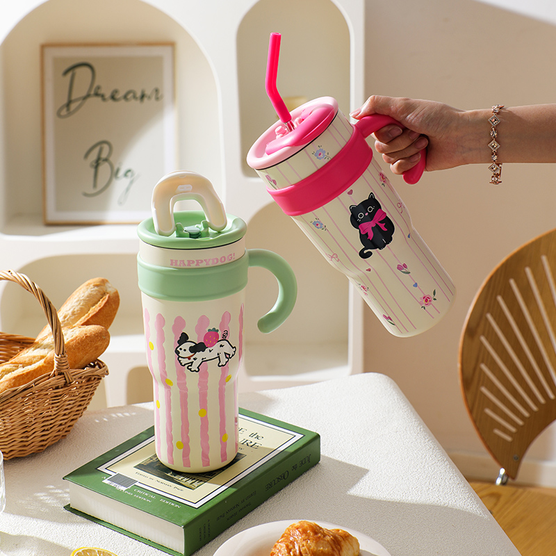 舍里巨无霸保温杯大容量水杯女不锈钢保冷冰霸杯大号车载吸管杯子