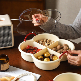 舍里带盖果盘家用干果盘客厅摆盘食品级零食茶点盘水果盒坚果盘子