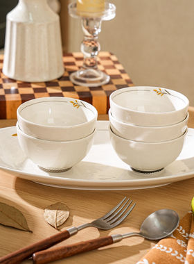 舍里简约陶瓷米饭碗家用2025新款特别好看的吃饭碗面碗釉下彩餐具