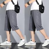 休闲短裤 新款 男夏季 薄款 男士 ins潮流宽松运动速干中裤 冰丝七分裤