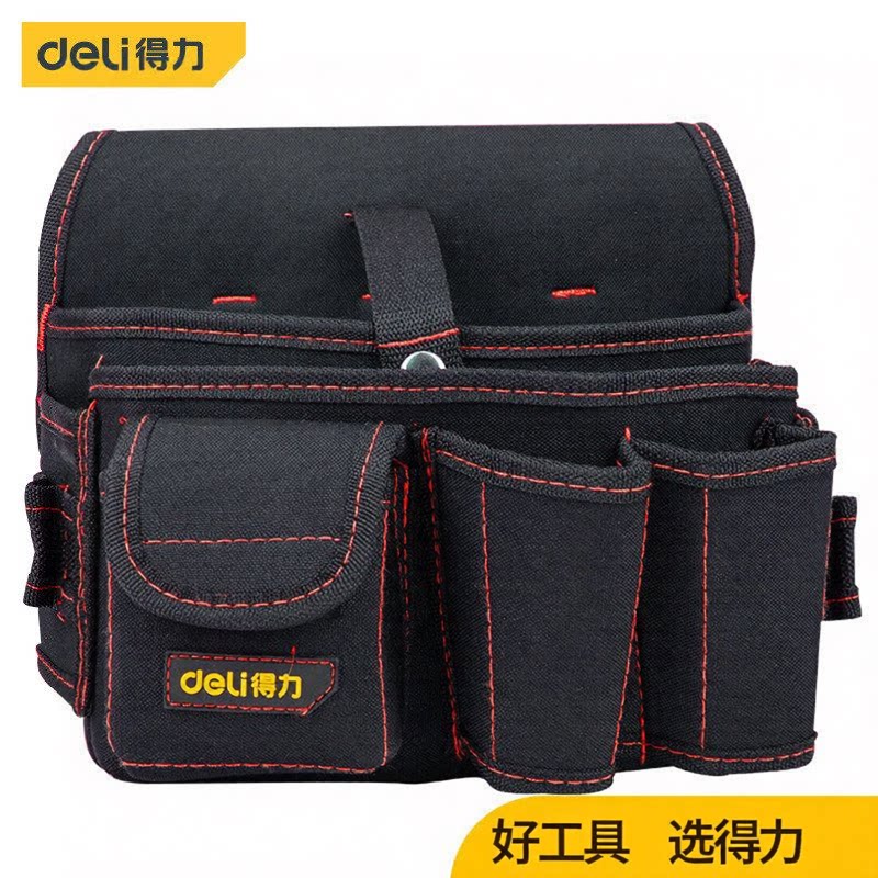 得力工具腰包涤纶布加厚耐磨工具袋小电工维修多功能加厚便携挎包
