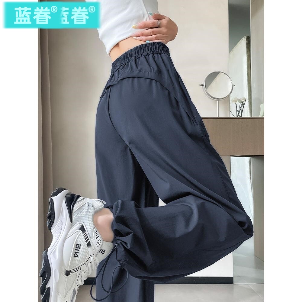 冰丝速干工装裤女夏季薄款2026宽松显瘦垂感束脚防晒运动阔腿裤女
