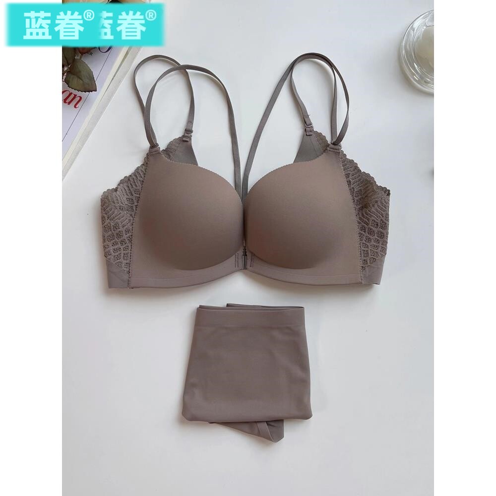 前扣细带内衣女聚拢提拉小胸深V性感无钢圈无痕美背文胸2026爆款