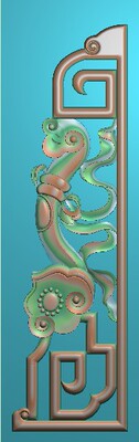 新款如意边花精雕图灰度图浮雕图精品如意飘带背边板边条126x413