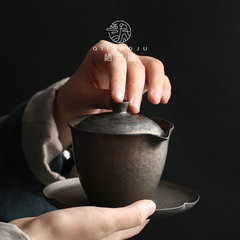 栖凤居陶瓷盖碗茶杯手工鎏金釉三才盖碗敬茶碗功夫茶具泡茶碗包邮