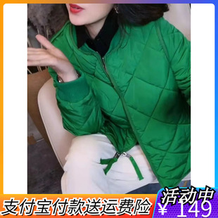 莫凡精品服饰新款修身休闲保暖菱格羽绒棉服女短款秋冬白鸭绒外套