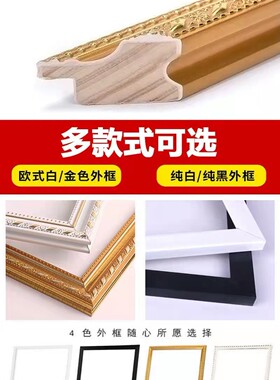 diy数字油画欧式简约现代客厅装饰画组合外框PS相框钻石画画框