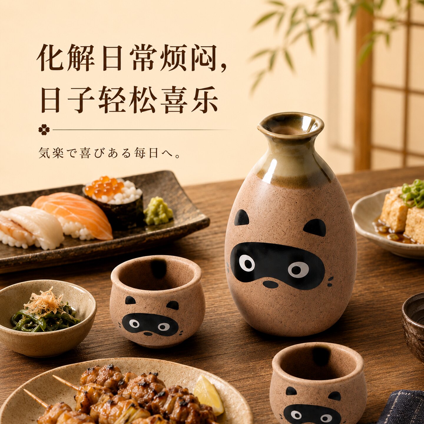 日式复古陶瓷清酒杯壶套装图片