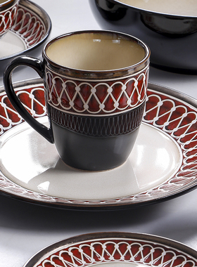 OMK 罗曼蒂克复古西餐牛排盘子个性餐厅餐具高颜值家用陶瓷汤菜盘