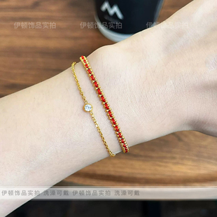 【钛钢不掉色】新款中国风小众设计本命年双层单钻幸运红绳手链